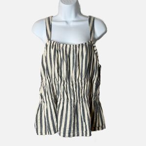 Universal Thread Women's Camisole Top Size XL Linen Blue Striped Smocked Tank